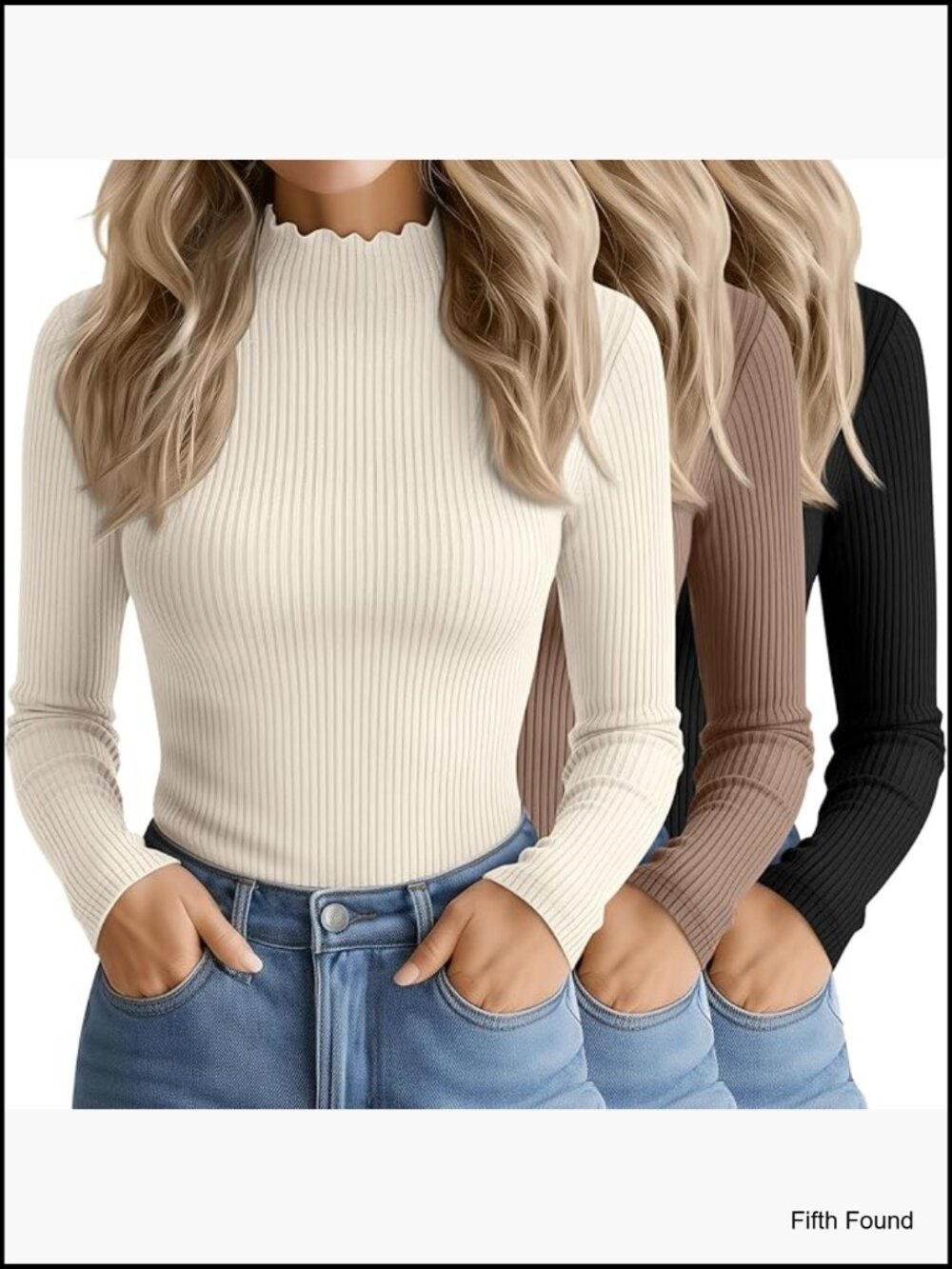 3 Pack Women's Long Sleeve Mock Turtleneck Ribbed Slim Fit Shirts Thermal Base